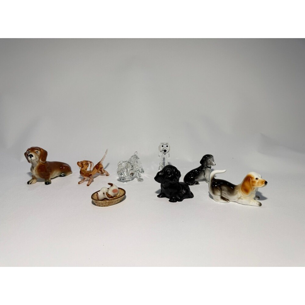 Vintage retired  Dog figurine Swarovski Pluto Dachshunds Pug Slate Ceramic Glass
